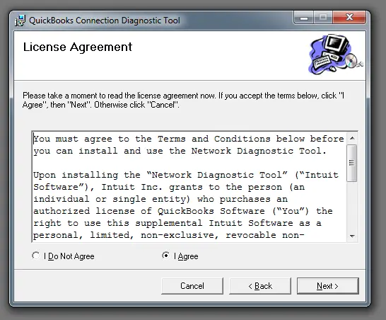 QuickBooks connection diagnostic tool License Agreement