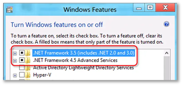 Turn Windows Feature On or Off