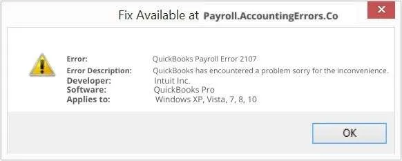 QuickBooks Payroll Error 2107