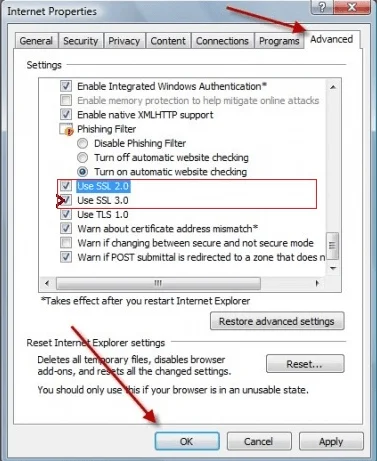 Configuring the Internet Explorer settings correctly