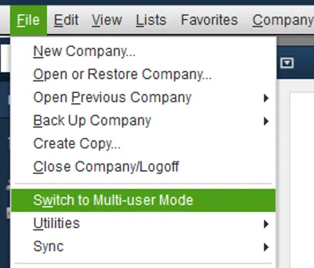 QuickBooks Switch to multi-user mode