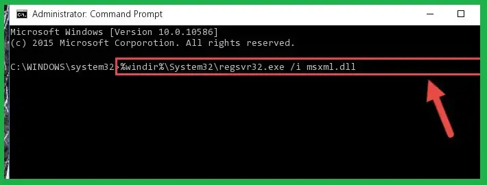 Type regsvr32 MSXML6.dll and hit Enter
