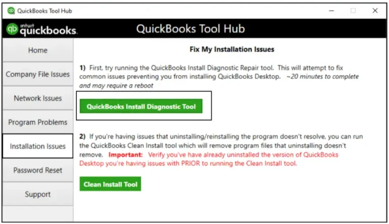Run the QuickBooks Install Diagnostic Tool from the QB Tool Hub