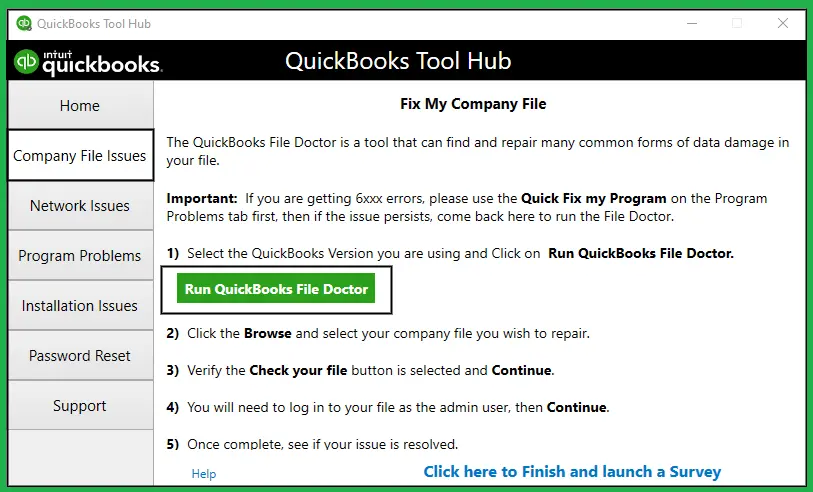 Run QuickBooks File Doctor