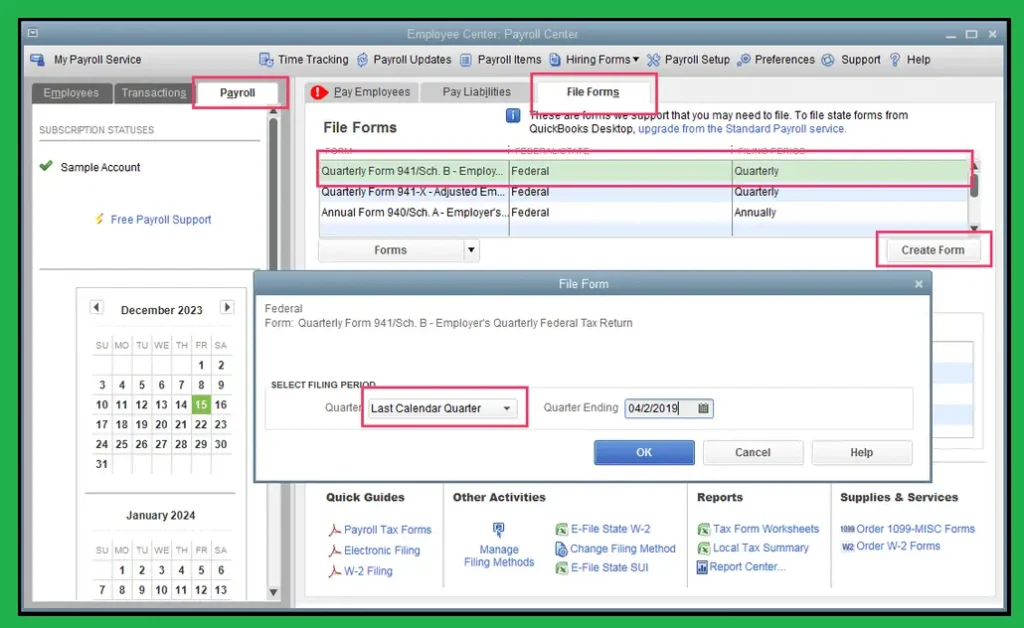 Create Form QuickBooks Form 941