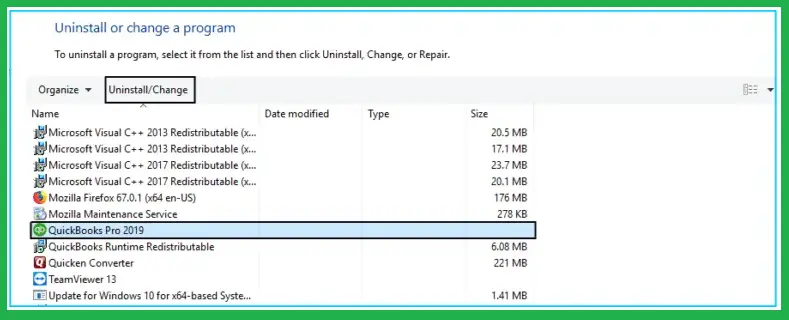 Uninstall/Change QuickBooks