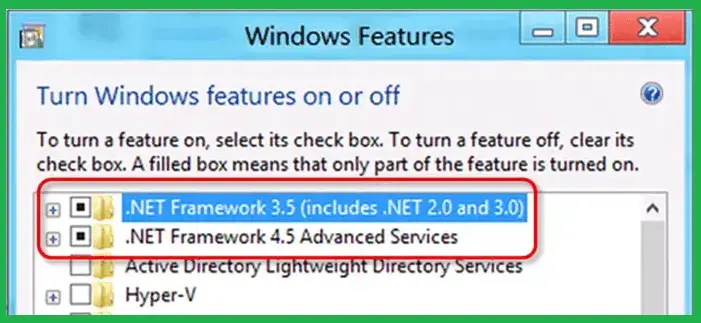 Check the .NET Framework 3.5