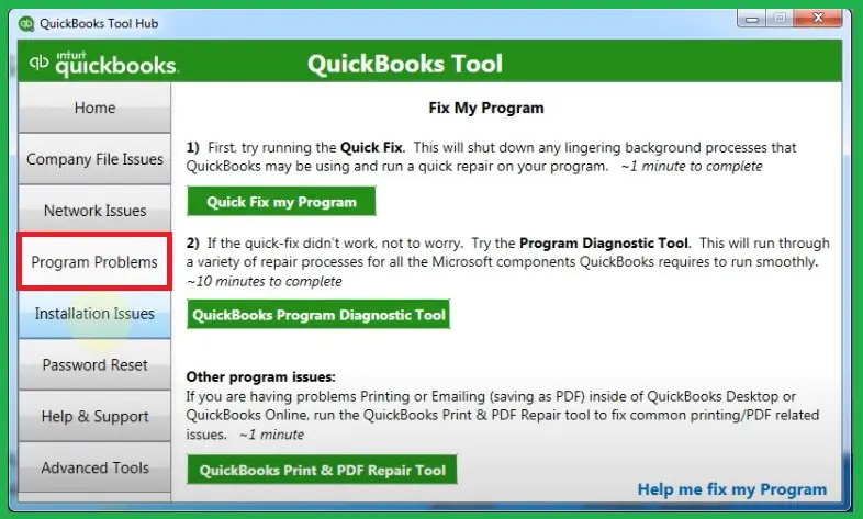 QuickBooks Program Diagnostic Tool