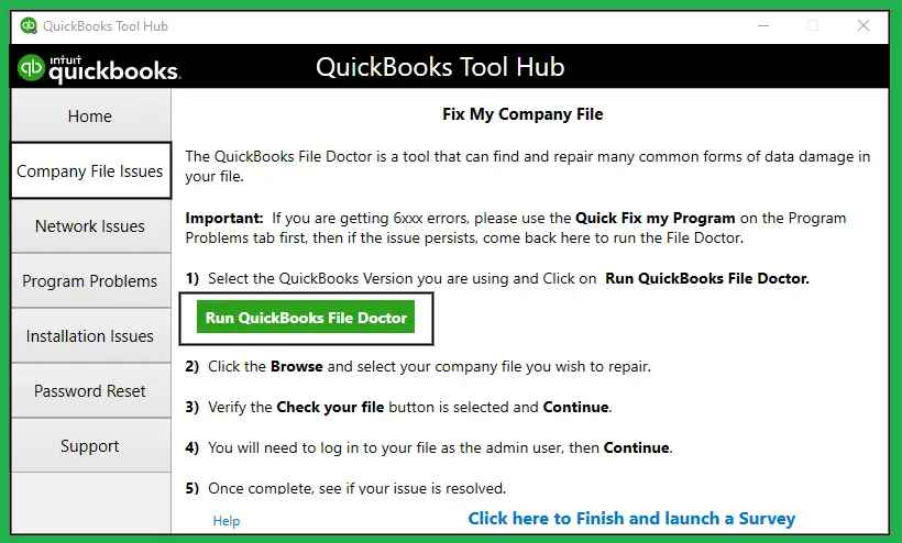 Run QuickBooks File Doctor