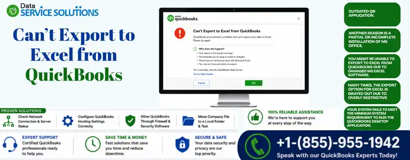 can’t export to excel from quickbooks