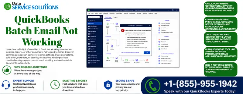 quickbooks batch email not working
