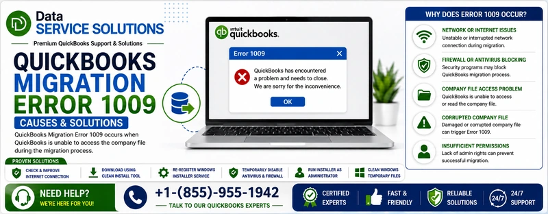 quickbooks migration error 1009