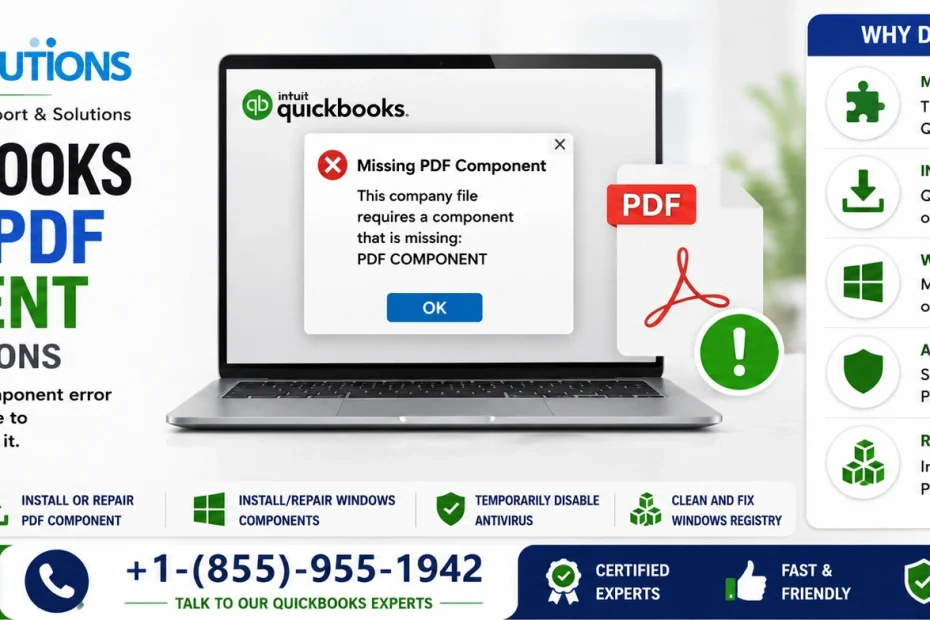 quickbooks missing pdf component error