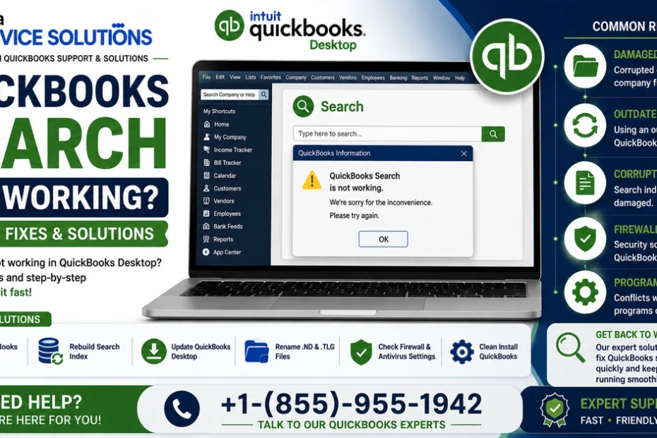quickbooks search not working