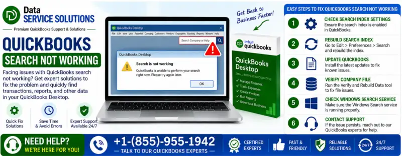 quickbooks search not working